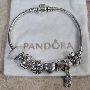 Pandora Silver and White Charm Bracelet